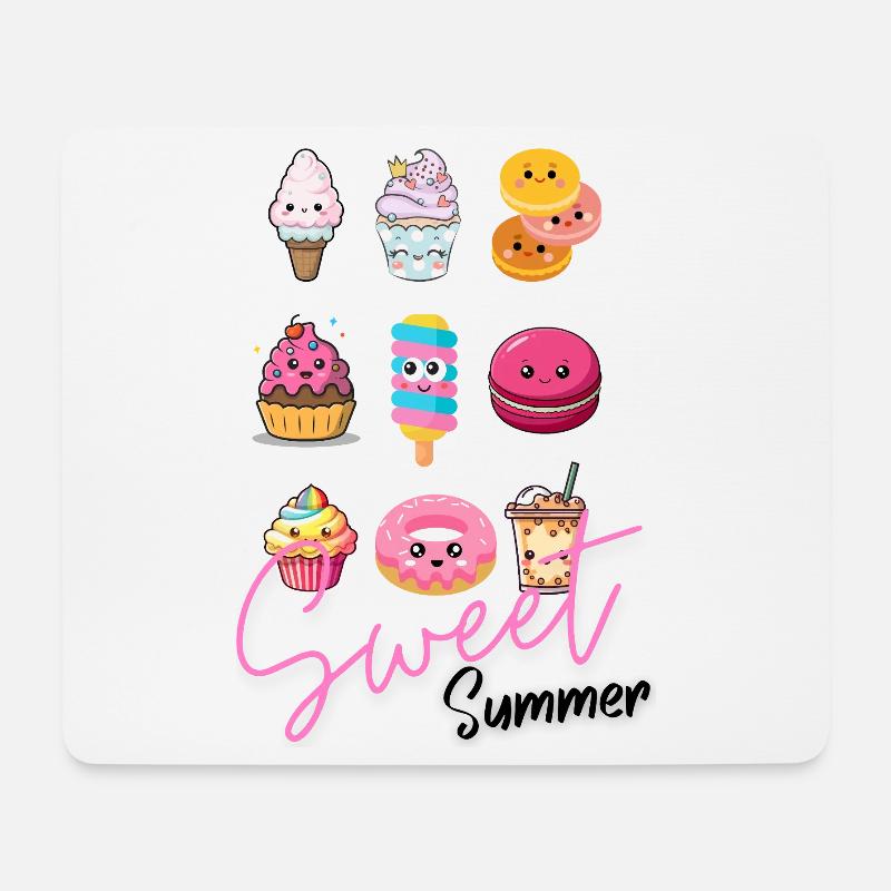 Süße Glücklichmacher – Niedliche Dessert-Illustrat - Mousepad (Querformat) - Weiß