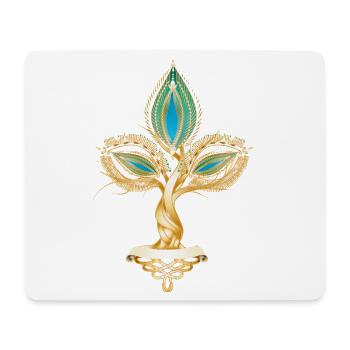 Goldfarbener Baum mit orientalischem Blattornament - Mousepad (Querformat) - Weiß - Vorne
