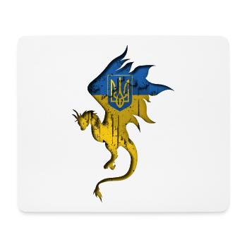 Flag of Ukraine - Ukraine - Dragon Silhouette - Mouse Pad (horizontal) - white - Front