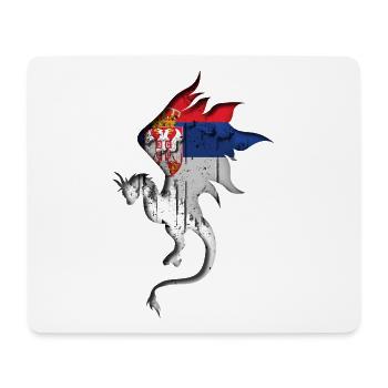 Drapeau de la Serbie - Serbe - Silhouette de dragon - Tapis de souris (format paysage) - blanc - Devant