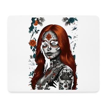 Jour des morts inspiré de Sugar Skull Portrait - Tapis de souris (format paysage) - blanc - Devant