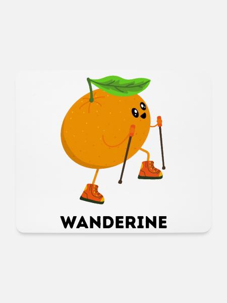Wanderine – Mandarine in Wanderoutfit - Mousepad (Querformat) - Weiß
