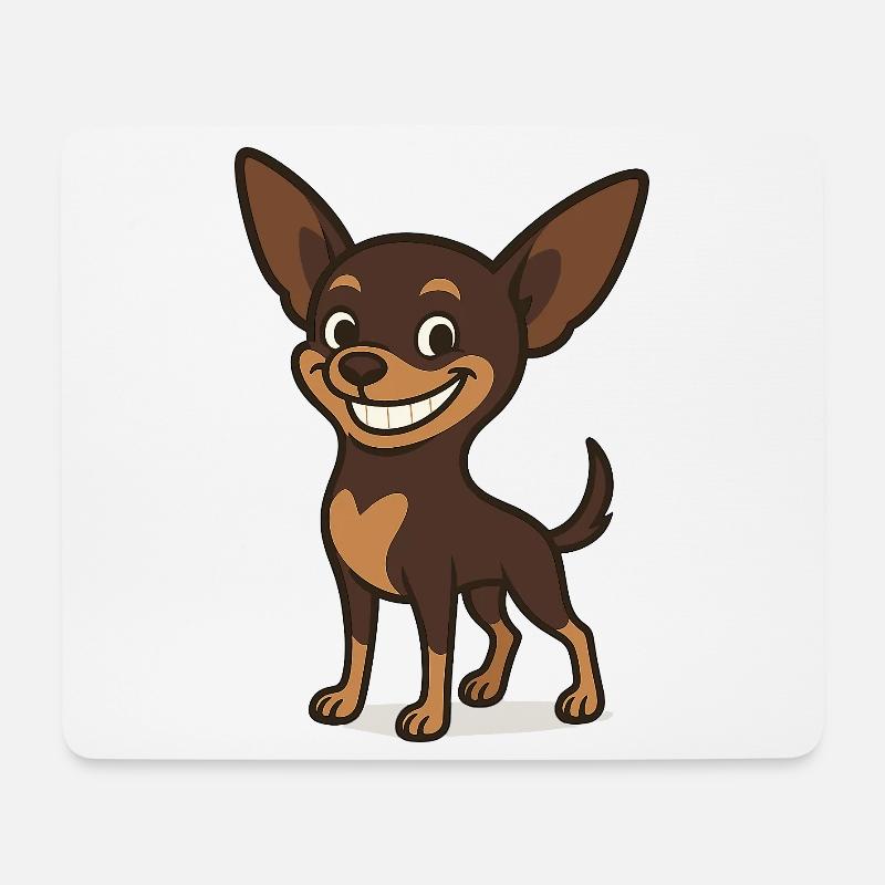 Grinning Chihuahua Cartoon Dog - Mouse Pad (horizontal) - white