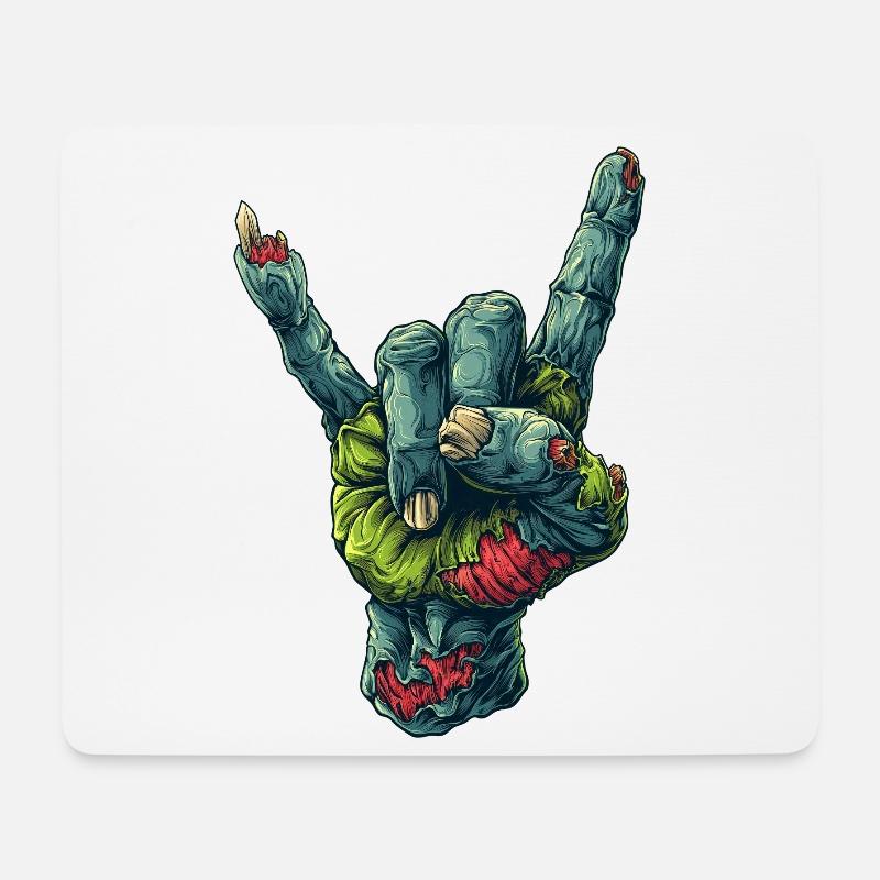 Zombie Hand Rock Zeichen Illustration - Mousepad (Querformat) - Weiß