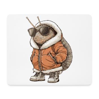 Schnecke Cool Winter - Mousepad (Querformat) - Weiß - Vorne