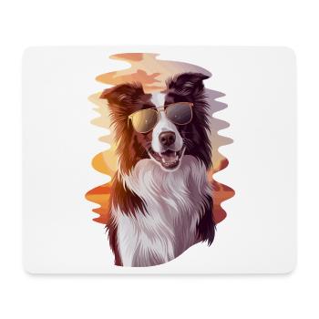  Cooler Border Collie Vor Sonnenuntergang mit - Mousepad (Querformat) - Weiß - Vorne