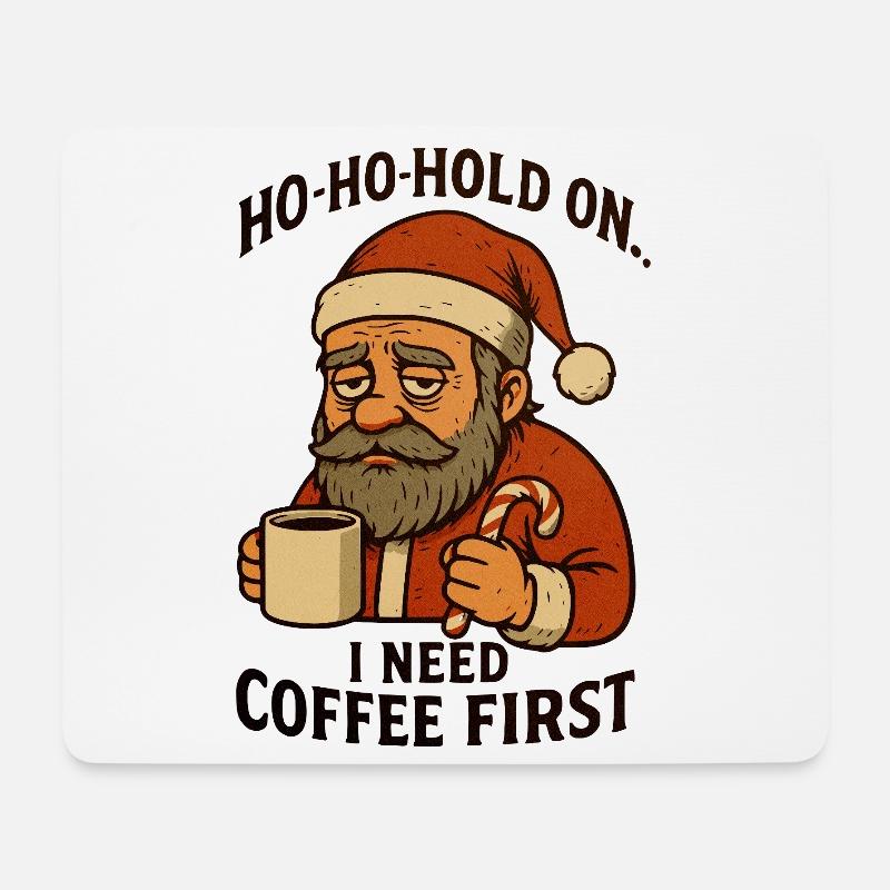 Weihnachts-Santa Kaffee zuerst - Mousepad (Querformat) - Weiß