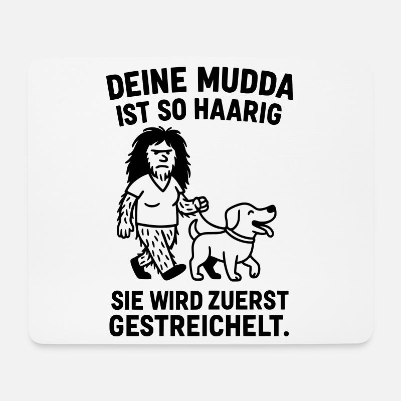 deine mutter haarig witz - Mousepad (Querformat) - Weiß