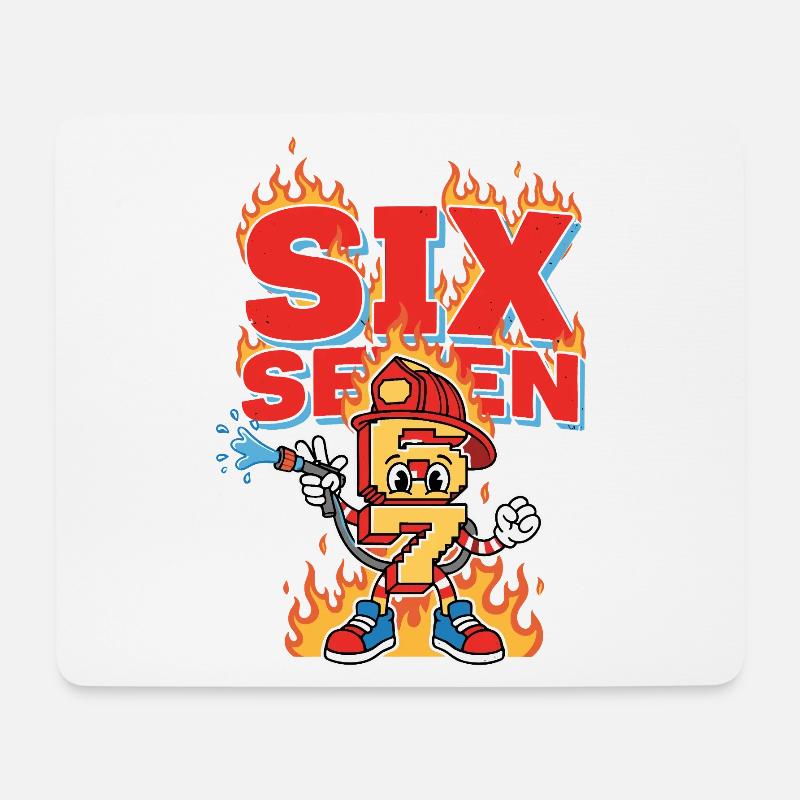 Meme 67 Feuerwehrmann Six Seven meme Geschenk - Mousepad (Querformat) - Weiß