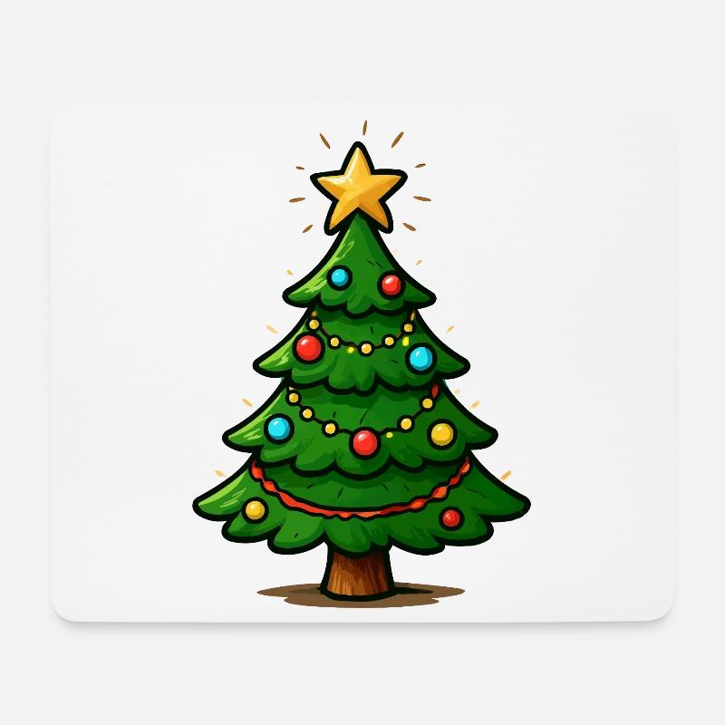 Glitzernder Weihnachtsbaum mit Stern - Mousepad (Querformat) - Weiß