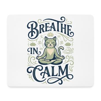 Chat méditant au repos - Tapis de souris (format paysage) - blanc - Devant