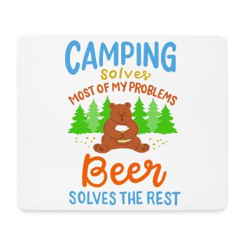 Funny Camping Bear Beer Solves Problems Art - Mouse Pad (horizontal) - white - Front