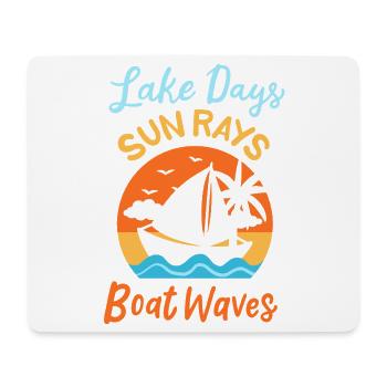 Lake Days Sun Rays Boat Waves Retro Sailing Art - Mousepad (Querformat) - Weiß - Vorne