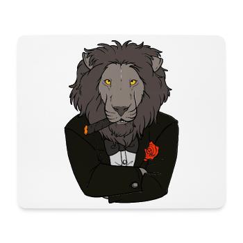 Lion en smoking avec rose / Design drôle - Tapis de souris (format paysage) - blanc - Devant