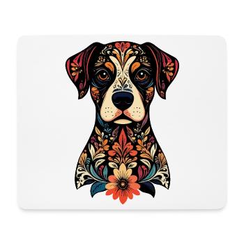 Ornament Hund Floral Muster verzierter Hundekopf - Mousepad (Querformat) - Weiß - Vorne