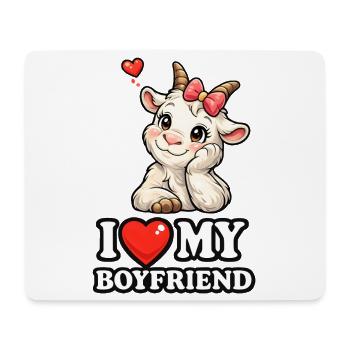 Cute Goat I Love My Boyfriend Comic Graphic - Mouse Pad (horizontal) - white - Front