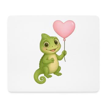 Little chameleon with heart balloon - Mouse Pad (horizontal) - white - Front