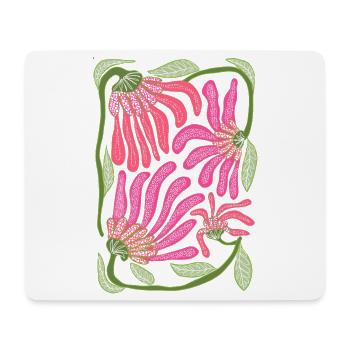 Design floral bohème rose dessiné à la main - Tapis de souris (format paysage) - blanc - Devant