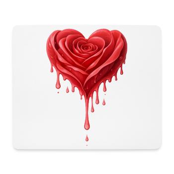 Red Rose in Heart Shape Illustration - Mouse Pad (horizontal) - white - Front