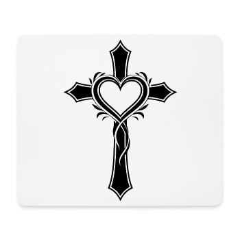 Kreuz Herz Symbol Jesus - Mousepad (Querformat) - Weiß - Vorne