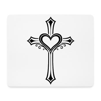 Kreuz Herz Symbol Jesus - Mousepad (Querformat) - Weiß - Vorne