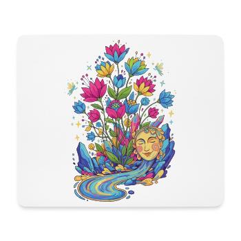 Jungbrunnen Quelle Fluss Traumlandschaft Glück - Mousepad (Querformat) - Weiß - Vorne