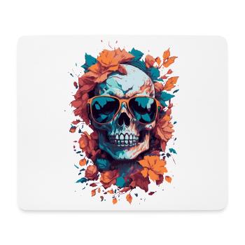 Tropical skull with glasses and leaves - Mouse Pad (horizontal) - white - Front