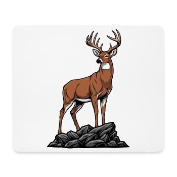 Weißwedelhirsch Majestätische Wilde Natur - Mousepad (Querformat) - Weiß - Vorne