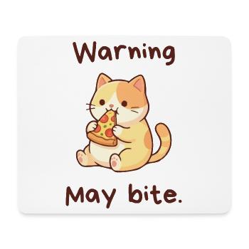Warning May Bite - Kawaii Pizza Cat - Mouse Pad (horizontal) - white - Front