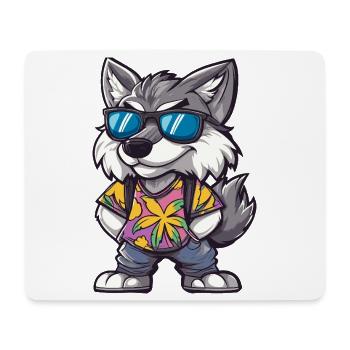 Wolf Comic Urlaub - Mousepad (Querformat) - Weiß - Vorne