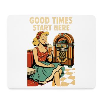 Retro 50s Diner Pin-Up Girl Milkshake Poster - Mouse Pad (horizontal) - white - Front