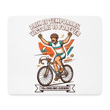 70s Vintage Cycling Poster Pain Is Temporary - Mouse Pad (horizontal) - white - Front