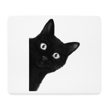 Wackeläugige schwarze Katze - Mousepad (Querformat) - Weiß - Vorne