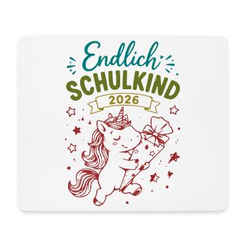 Endlich Schulkind 2026 Unicorn - Mousepad (Querformat) - Weiß - Vorne