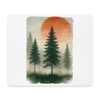 Vintage Forest Sunset Watercolor - Mouse Pad (horizontal) - white - Front