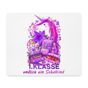 Einhorn Schulstart Rosa 1. Klasse Schulkind - Mousepad (Querformat) - Weiß - Vorne