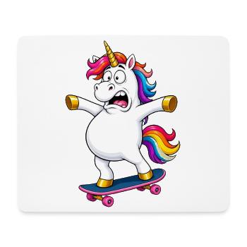 Wobbly Unicorn Skateboard Fail - Mouse Pad (horizontal) - white - Front