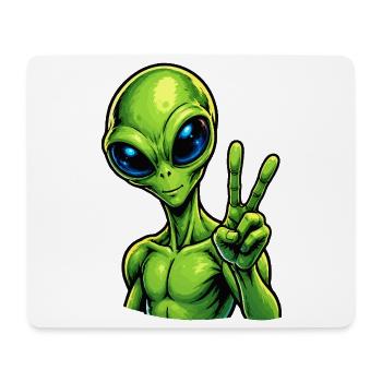Alien Peace Zeichen - Mousepad (Querformat) - Weiß - Vorne