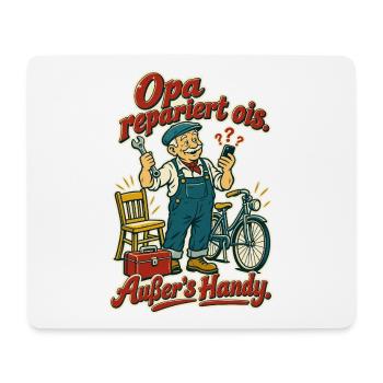Opa repariert ois - Mousepad (Querformat) - Weiß - Vorne