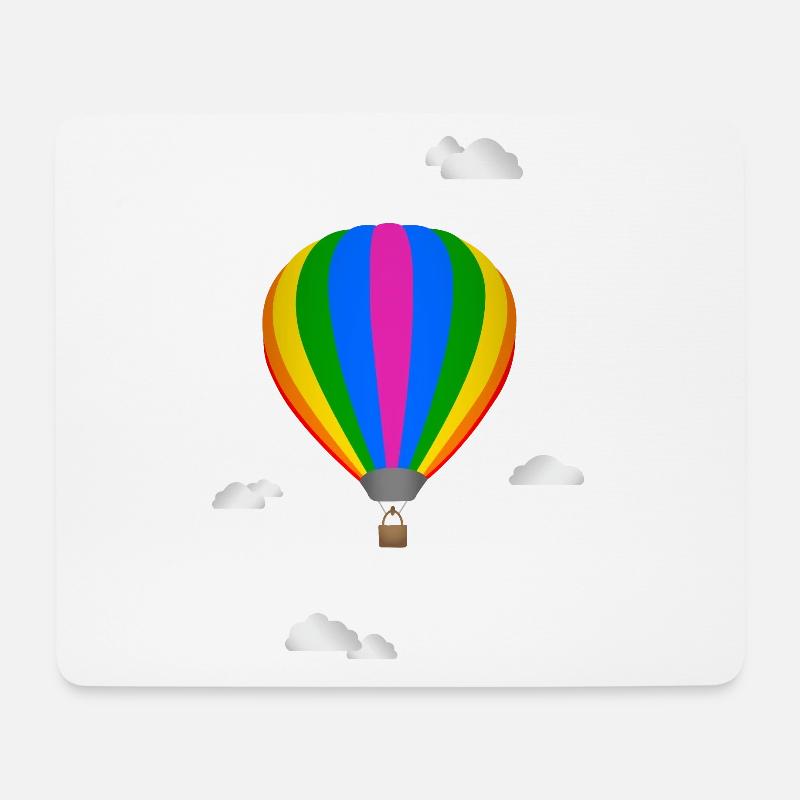 Heißluftballon und Wolken am Himmel - Mousepad (Querformat) - Weiß