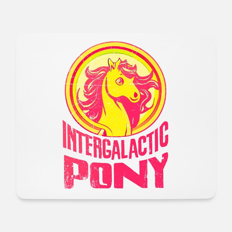 "Intergalactic Pony" Text, Logo, magenta, gelb - Mousepad (Querformat) - Weiß