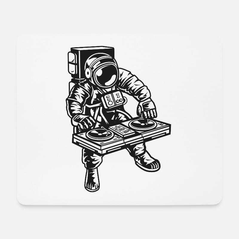 Astronaut DJ - Mousepad (Querformat) - Weiß