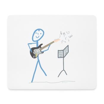 E Guitar Stick Figure Bass Music Rock - Mouse Pad (horizontal) - white - Front
