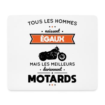 Hommes naissent égaux meilleurs deviennent motards - Tapis de souris (format paysage) - blanc - Devant