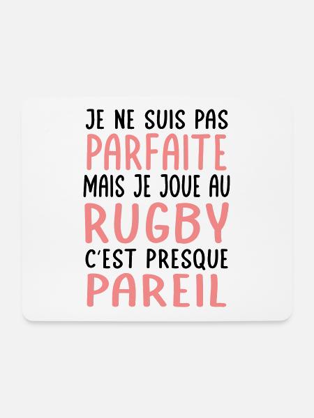 Je ne suis pas parfaite mais je joue au rugby - Tapis de souris (format paysage) - blanc