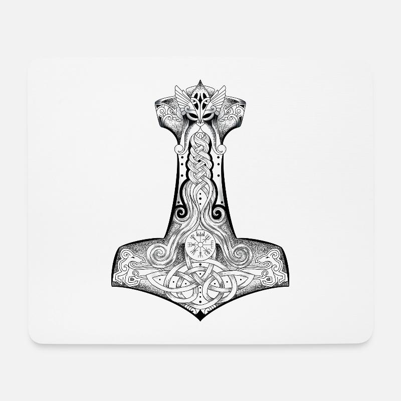 Thors Hammer Wikingersymbol - Mousepad (Querformat) - Weiß