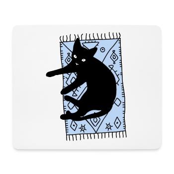 Katze auf dem Teppich - Mousepad (Querformat) - Weiß - Vorne