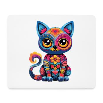 Dia De los Muertos Cat Meowtos Colorful Flowers - Mouse Pad (horizontal) - white - Front