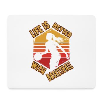 Basketball Frau Basketballerin Basketballspielerin - Mousepad (Querformat) - Weiß - Vorne