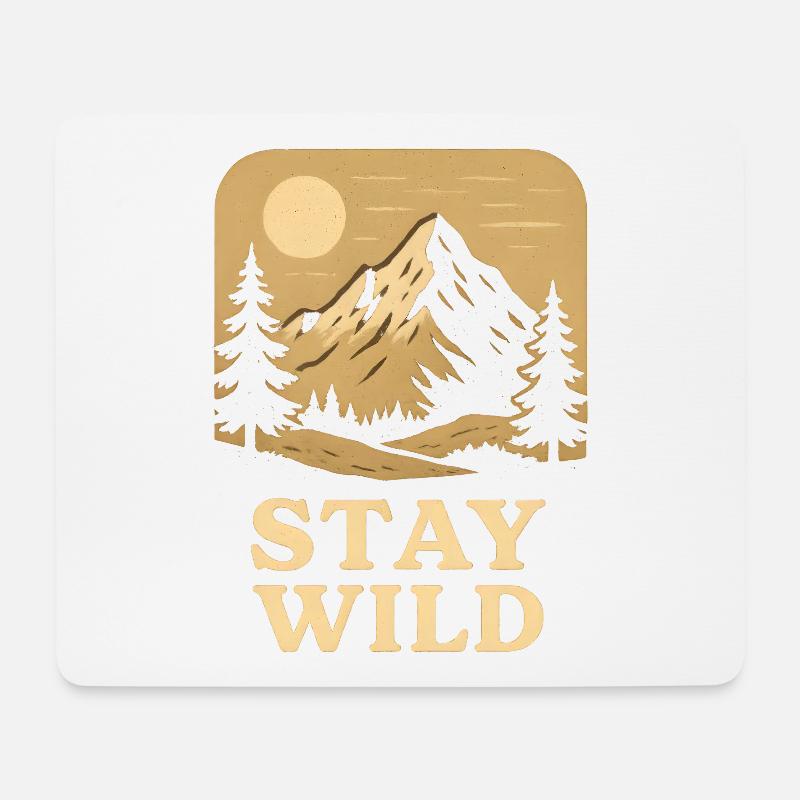 Wilderness Mountains with Moon and Trees - Mouse Pad (horizontal) - white